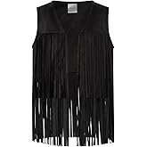Noomelfish Girls Faux Suede Fringe Vest Sleeveless Boho Tassels Jacket Cardigan (5-12 Years)