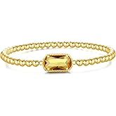 A Golden Cloud Gemstone Birthstone Bracelets For Women 14k Plated Gold Beaded Stretch Elastic Bead Ball Bracelets Trendy Dainty Jewelry Gifts