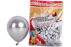 Balão Metalizado de Látex 12 Polegadas - 50 Unidades para Decoração de Festas, Casamentos, Aniversários e Eventos (Prata) Balão Metalizado de Látex 12 Polegadas - 50 Unidades para Decoração de Festas, Casamentos, Aniversários e Eventos (Prata)