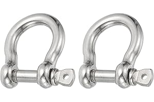 PATIKIL Screw Pin Shackle 6mm 1/4" 485lb, 2Pcs 304 Stainless Steel Forged Bow Shackle Marine Grade for Chains Wire Rope Outdo