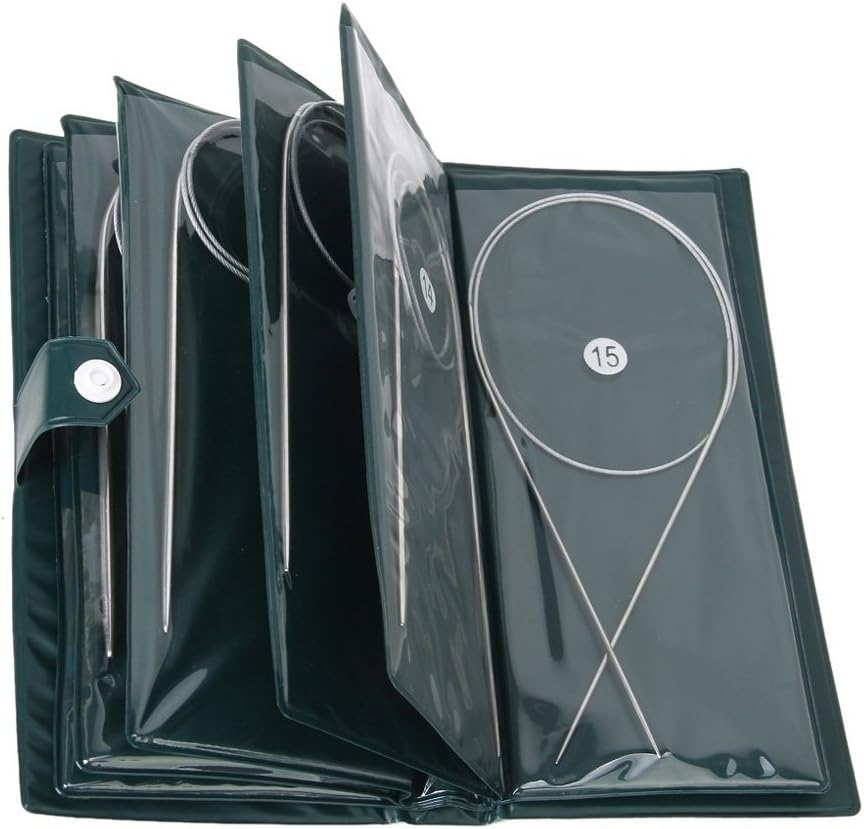 LEORX 11pcs professionelle 80cm Edelstahl runden häkeln Stricknadeln in verschiedenen Größen 1,5 mm bis 5,0 mm