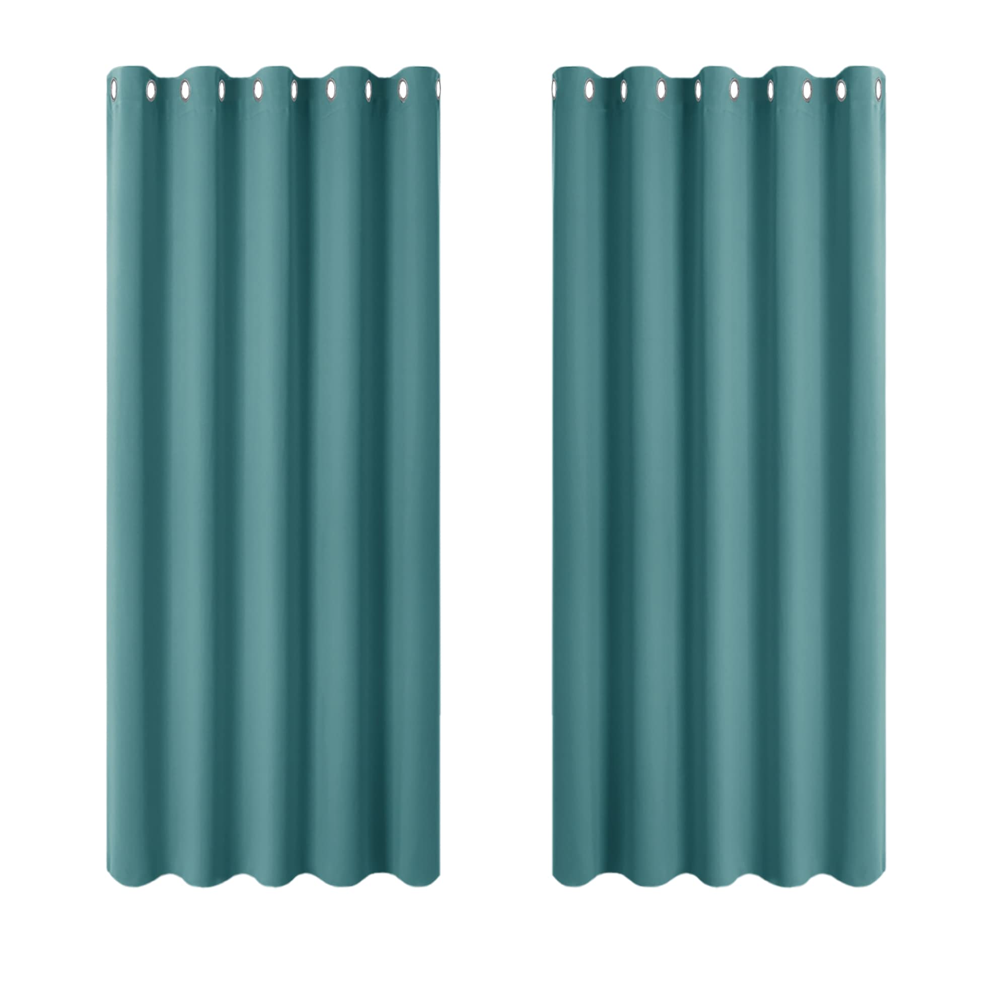 PONY DANCE Wide Blackout Curtains - Soft Eyelet Thermal Window Curtains for Basement Sunlight & UV Rays Blocked Drapes Privacy Protected, 2 PCs, W 66 x L 54 Inch, Sea Teal