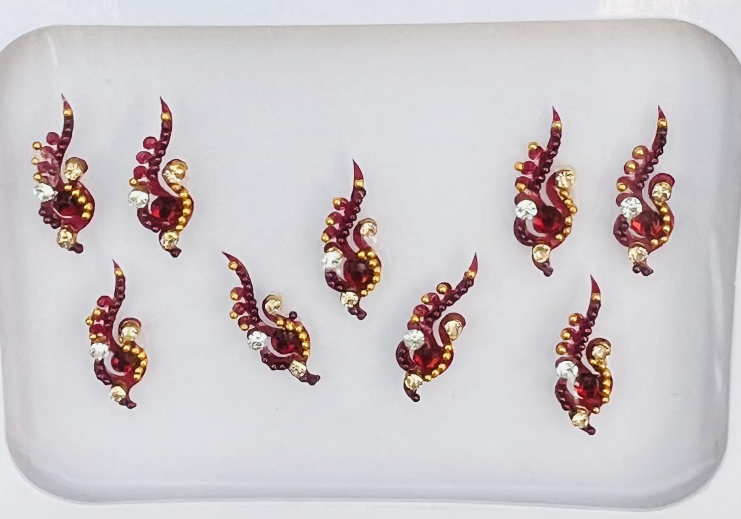 BB159 Red Bindi Gold Crystal Pearl Bindi Tattoo Forehead Sticker Wedding Tikka Indian Fancy Party Arabian Face Gem Body Art