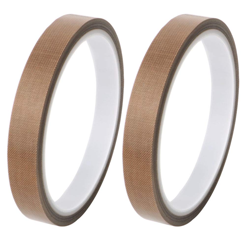 GTIWUNG 2PCS High Temp Tape, PTFE Tape/Teflon Tape, High Temperature Adhesive, Vacuum Machine Sealer for Vacuum Hand Impulse Sealers, Heat Resistant Up to 300℃ (10m / 39.37inch)