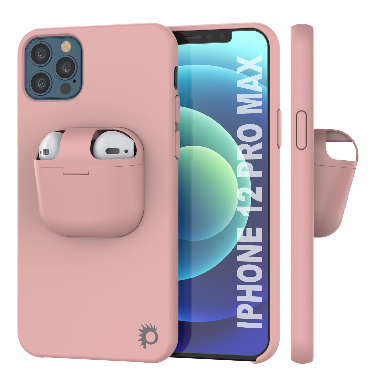 Punkcase for iPhone 12 Pro Max Airpods Case Holder (CenterPods Series) | Slim & Durable 2 in 1 Cover Designed For iPhone 12 Pro Max (6.7") | Protects Your Phone & Stores your AirPods Gen. 1 & 2 [Pink] — image 1