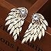 Angel Wing Punk Stud Earrings Ear Jacket for Women Unique Gothic Cute Fashion MengPa Jewelry (Antique Silver) H0419C