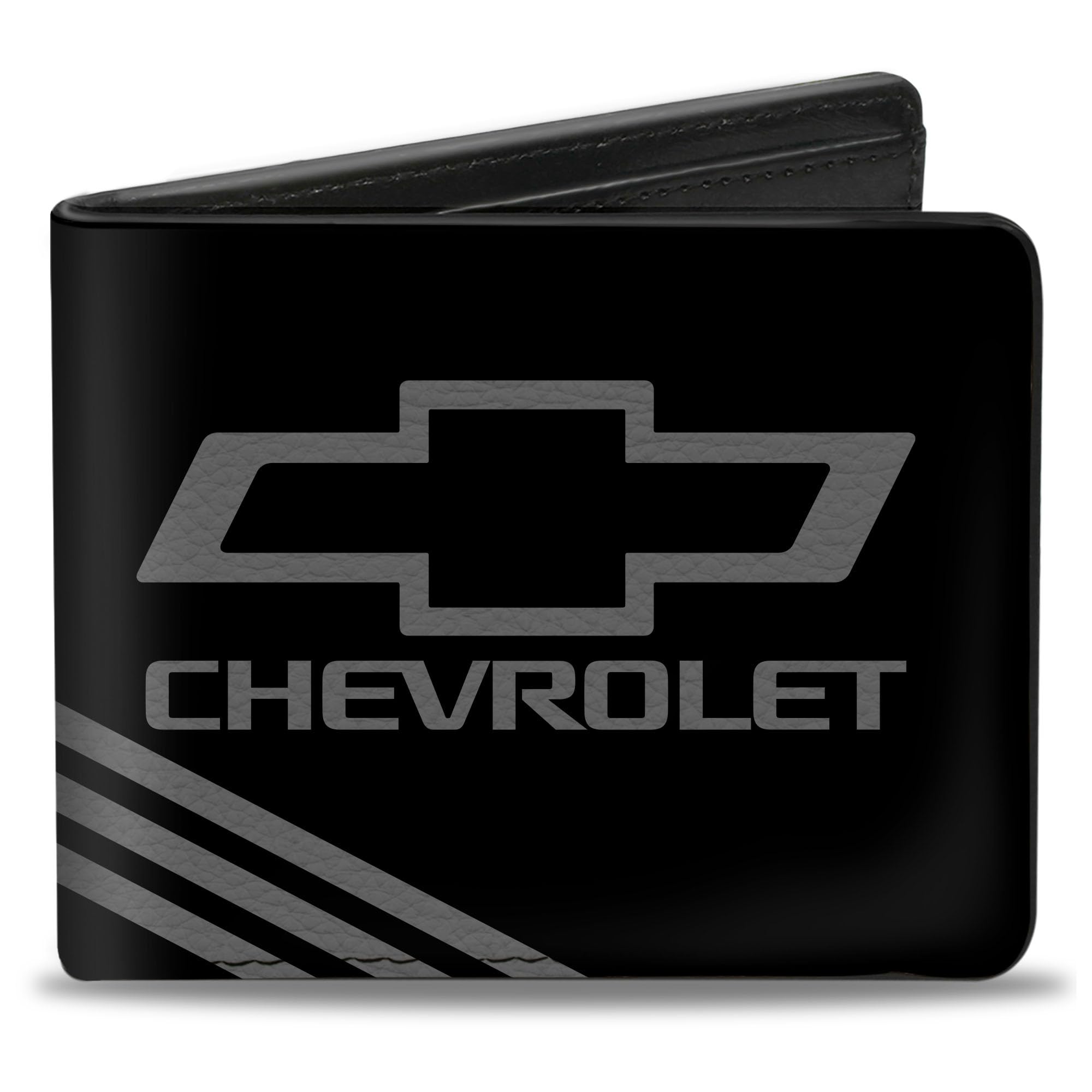 Buckle Down Men's Wallet Chevrolet Bowtie 3-Stripe Black/Charcoal Bi-Fold, Multi, One Size