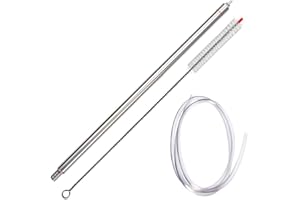 UBREW USA Professional Stainless Steel Spring Loaded Bottle Filler 14" with 6.5 Feet of Tubing - Beer, Wine, Kombucha with Filler Brush and 6.5 Feet 5/16" ID of Tubing by Ubrewusa