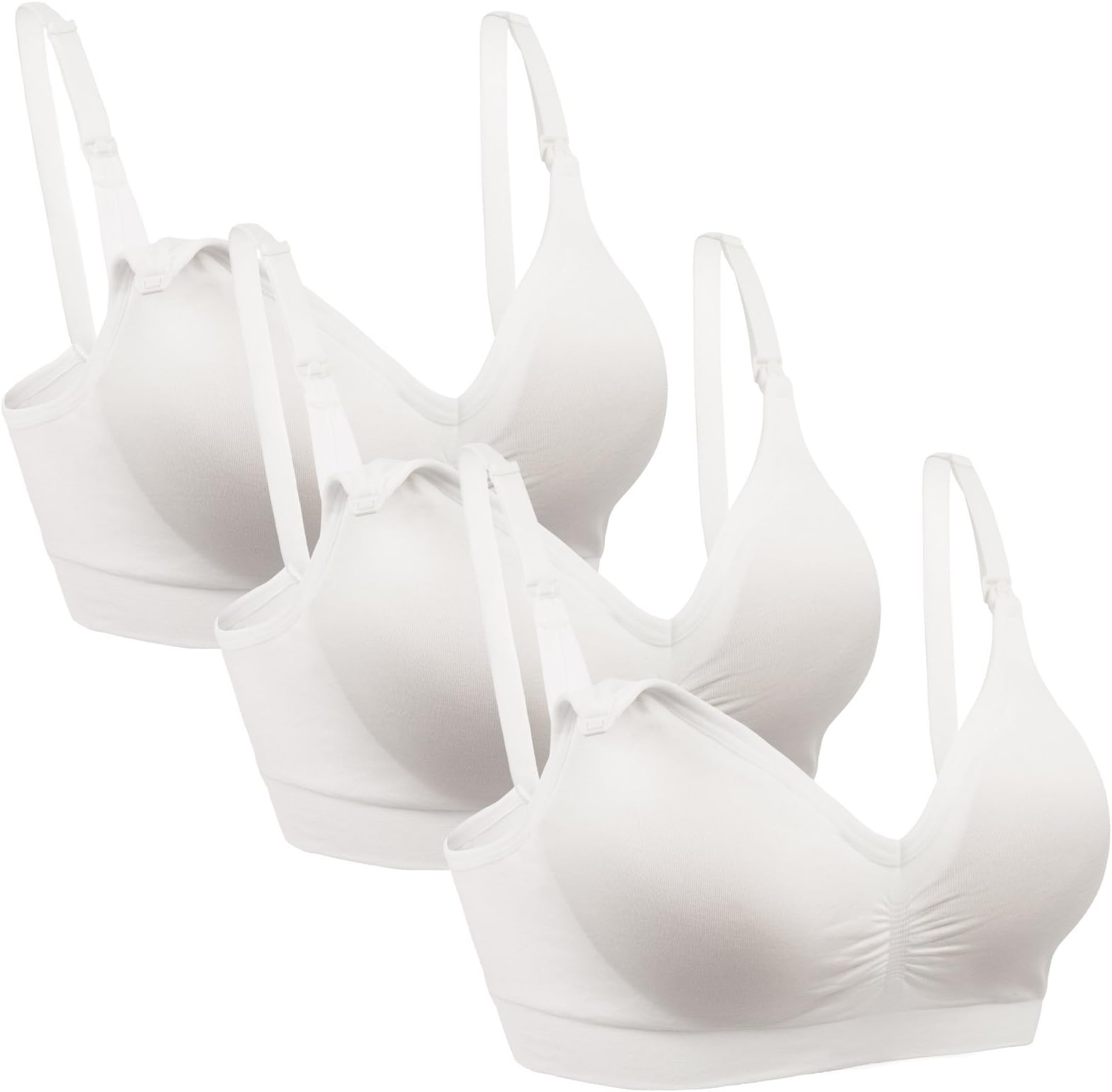 MIRITY Womens Nursing Bras for Breastfeeding Seamless Wirefree Maternity Wear Bra Pack of 3 Color White Size XL