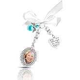 Yolev Wedding Bouquet Photo Charm Frame, Bride Memorial Bouquet Charms - 'You are Always in My Heart'