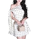 Floerns Women's One Shoulder Mini Dress Tie Side Sleeveless Polka Dots A Line Dresses