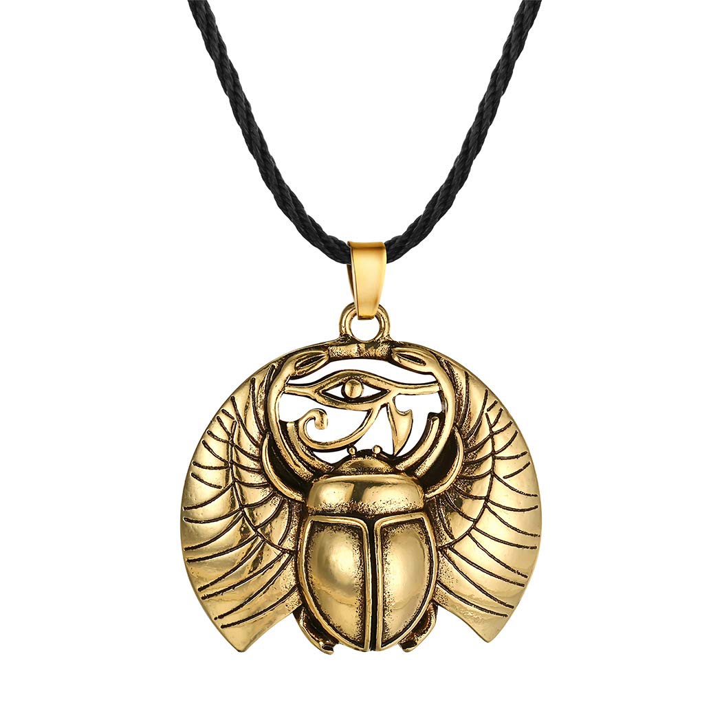DUTACK Eye of Horus Necklace Scarab Pendant Sterling Silver Eye of Providence Ankh Horus Eye Ancient Egyptian Protection Amulet All-Seeing-Eye Necklace for Women