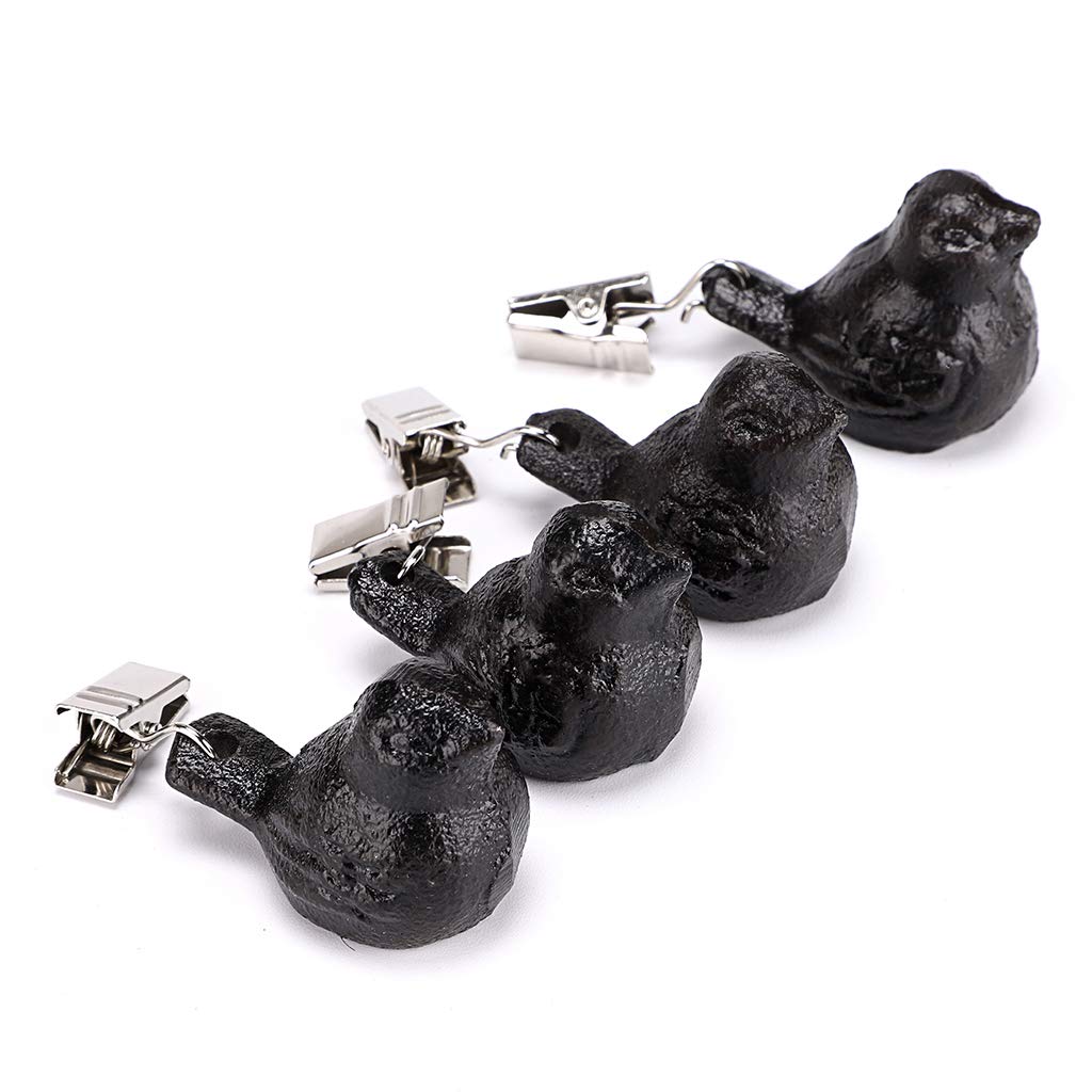 Photo 1 of OwnMy Set of 4 Black Tablecloth Weights Clip on, Heavy Duty Pendant Tablecloth Weights Kit with Cast Iron Antique Birds, Flag Weights Clips for Outdoor Garden Party Picnic Tablecloths