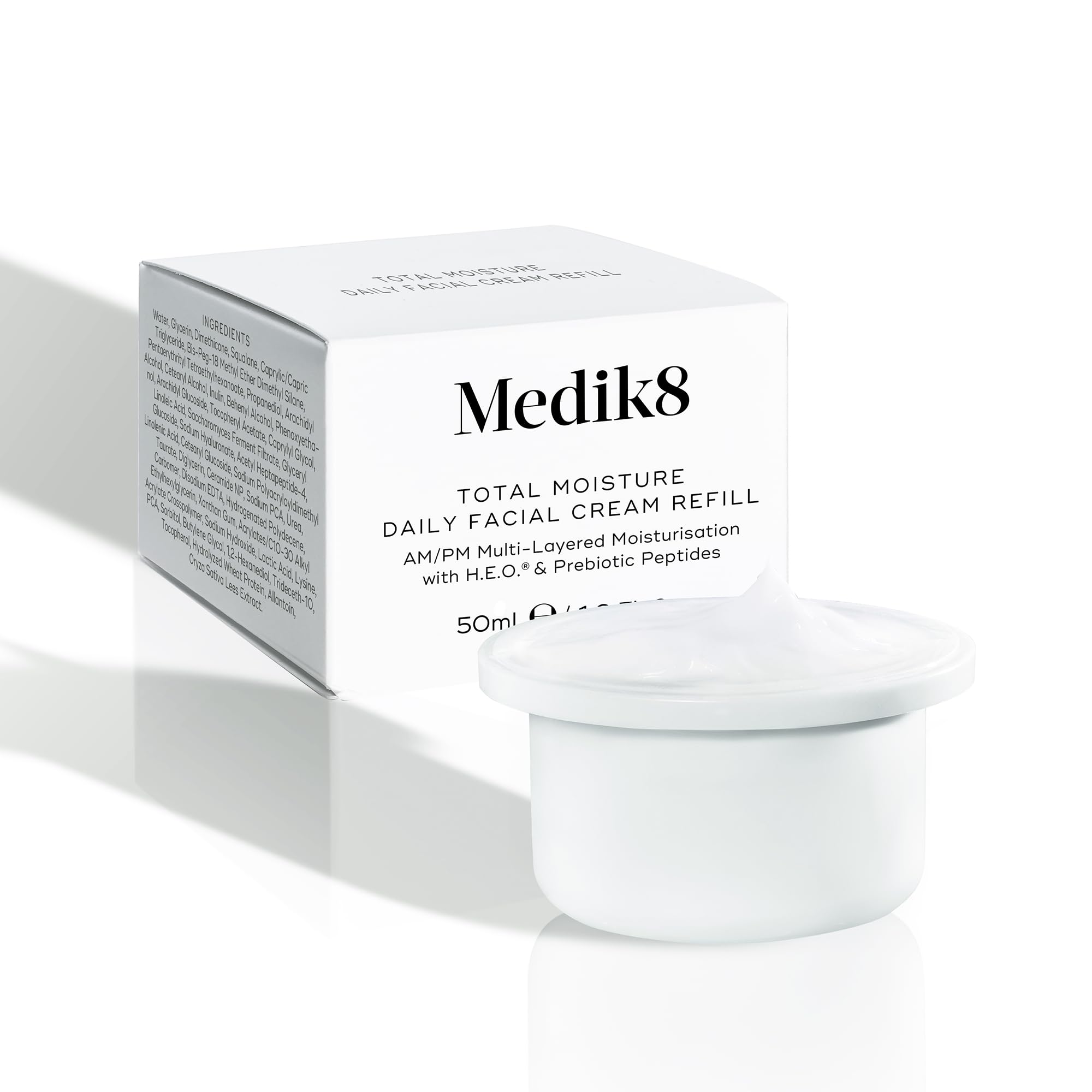 Medik8 Total Moisture Daily Facial Cream Refill Pod Hyaluronic Acid Moisturiser, Day and Night Face Cream, Clinically Proven Instant & Lasting Moisturisation - Fragrance Free - 50 ml