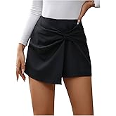 SHENHE Women's Elegant Knot Side High Waisted Wrap Skort Twisted Mini Skirt Shorts