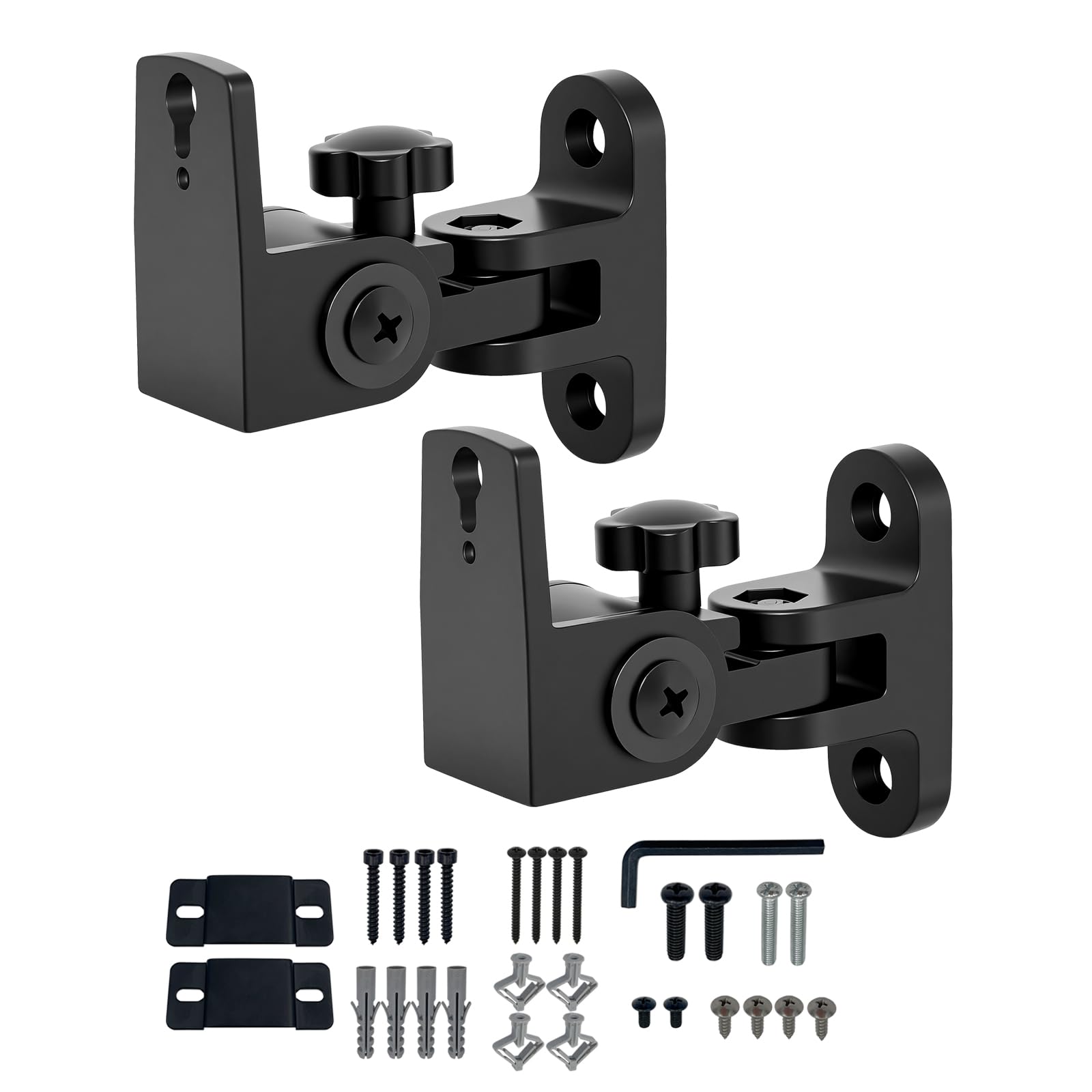 Photo 1 of BS-218pro Universal Speaker Wall Mount for Small Speakers ,Vertical 120°, Horizontal 180°Adjustment,Hold up to 30lbs,Compatible with Bose, JBL, KEF, Klipsch, Sony & Others(2 Packs Black)