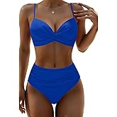 Aqua Eve Women Underwire Bikini High Waisted Bathing Suit Tummy Control Two Piece Swimsuit