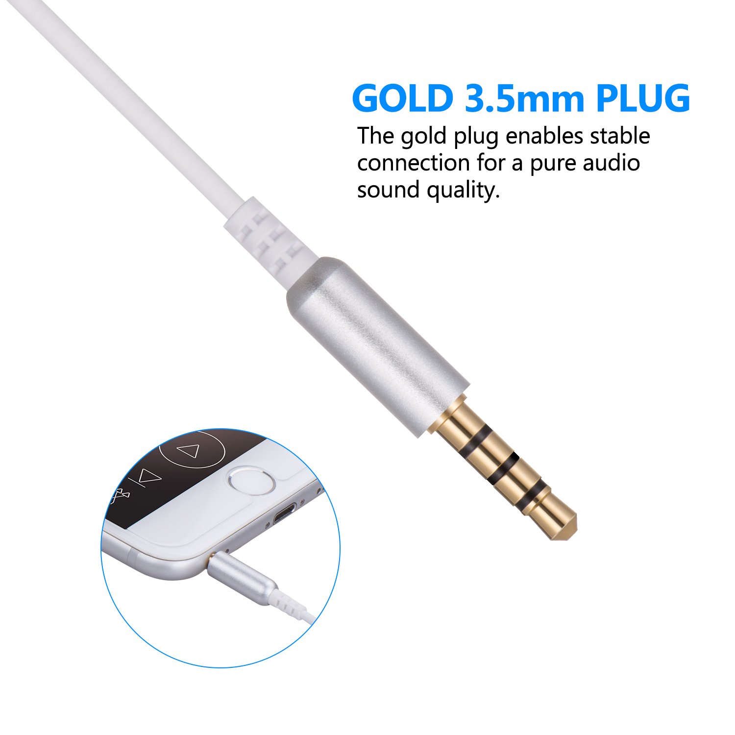 TOPLUS Kopfhörer In Ear Kopfhörer mit 3.5mm Klinkenstecker (Silber)