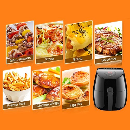 1350W Air fryer, Healthy Smokeless Low-Fat Non-stick Multi-Cooker Oilless Cooker, 3.4QT Capacity W/Timer and Temperature Control and Detachable Basket Handles (Black) - Thumbnail 2