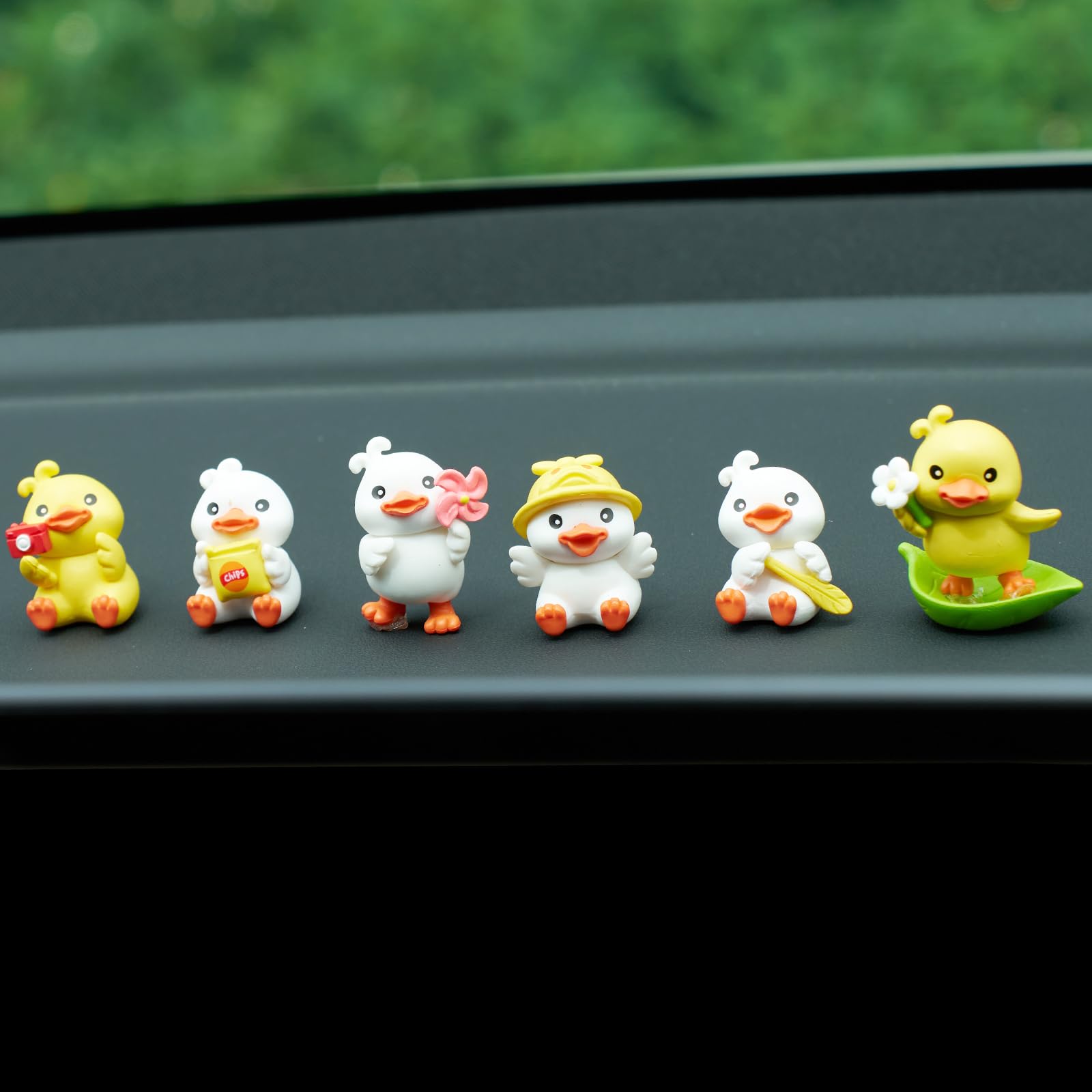 Photo 1 of Rislobx Spring Duck Car Dashboard Decorations, 6PCS Cute Yellow Duck Rear View Mirror Ornament for Women Funny Car Interior Accessories