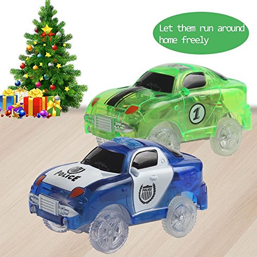 4 Packs Toy Train Cars Light-Up Fast Speed Magic Fast Tracks Cars Replacement Track Race Car Toy 5 LED Lights Racing Cars Track Accessories Compatible with Most Tracks Endless Fun for Boys & Girls - Thumbnail 3