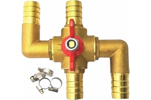 Farady Automobile Integrated 4-Way Heating Water Manual Control Valve Solid Brass Car Heater Air Conditioning Ball Valve with 4 Clamps 5/8"(16mm)