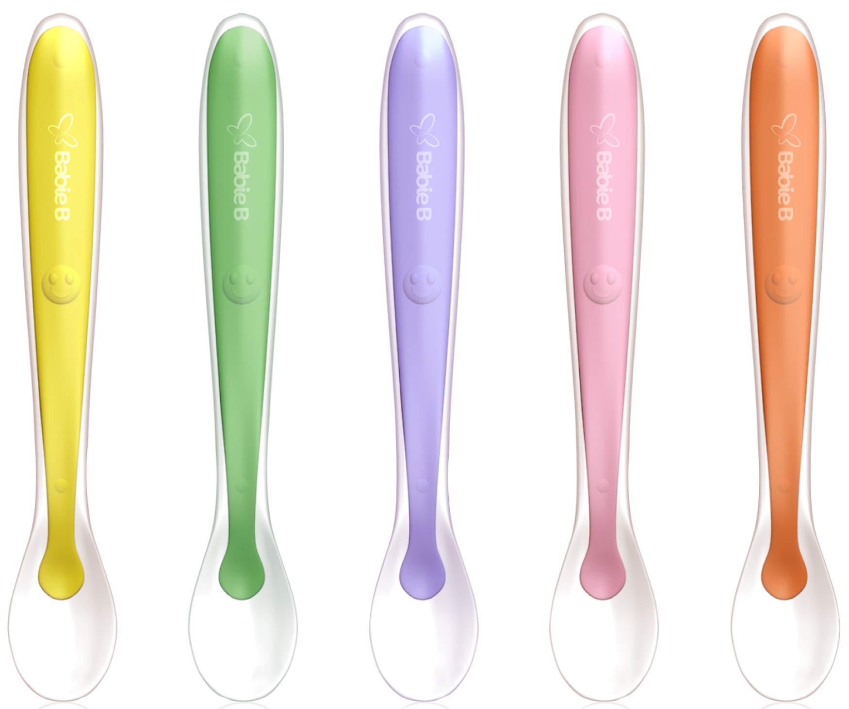Baby Spoon BPA Free Silicone Soft-Tip First Best Stage Infant &amp; Toddlers Spoons Safe for Solid Feeding Gum-Friendly Great Baby Shower Gift Set 5 pack