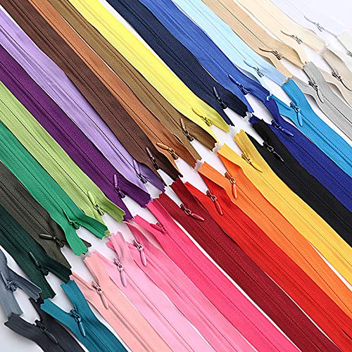 32 PCS Coloured Nylon Coil Zippers - Invisible Zip Fasteners for Tailor Clothes Sewing Craft Haberdashery