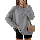 AUTOMET Women's Oversized Long Sleeve Shirts Fall Trendy Tops Fashion Gym Baggy Basic Casual Loose Fit Workout Y2k Clothes