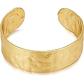 LILIE&WHITE Gold Bracelets For Women Hammered Cuff Bracelet Leaf Streak Gold Bangle Bracelet Line Open Adjustable Bracelet Fashion Jewelry
