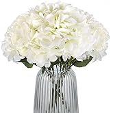 Blooming Paradise 2Bouquets Artificial Fake Flowers Plants Silk Hydrangea Arrangements Wedding Bouquets Decorations Plastic Floral Home Kitchen Garden Party Festival Bar DIY(White,5 Flower Heads)