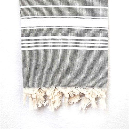 Stripe Turkish Towel, 71"x39" Peshtemal Beach Towel, Turkish Bath Towel, Wholesale Turkish Towel (Black)