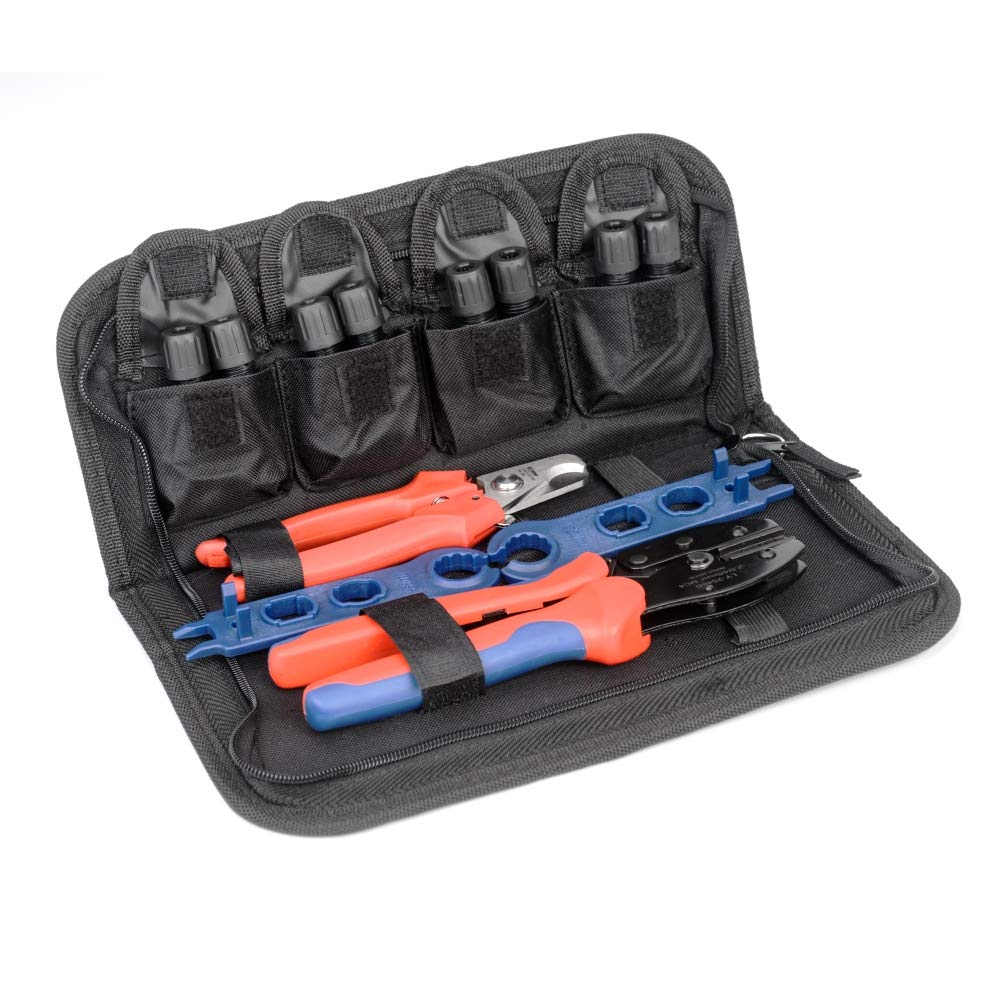 iCrimp IWS4 Solar Connector Crimping Tool Kit with Wire Cable Cutter, Includes IWS4 Solar Connector Spanner and Connectors, Complete Solar PV Panel Tool Kit