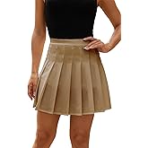 HERBATOMIA Women’s Pleated Tennis Skirt Mini School Uniform High Waist Stretchy Lining Shorts Basic Solid Skirts for Women