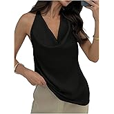 SOLY HUX Women's Cowl Neck Halter Top Open Back Sleeveless Tank Tops Draped Front Vest Shirts