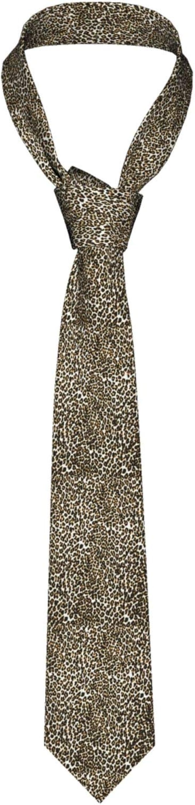 Seamless Leopard Print Personalized Tie For Men Satin Necktie Skinny Width 3" Boys Neck Ties
