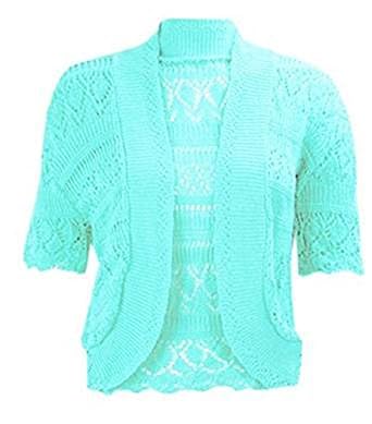 RIDDLEDWITHSTYLE Mädchen Gehäkelt Gestrickt Bolero Schulterjacke Kinder Kurzärmlig Strickjacke Bauchfreies Top