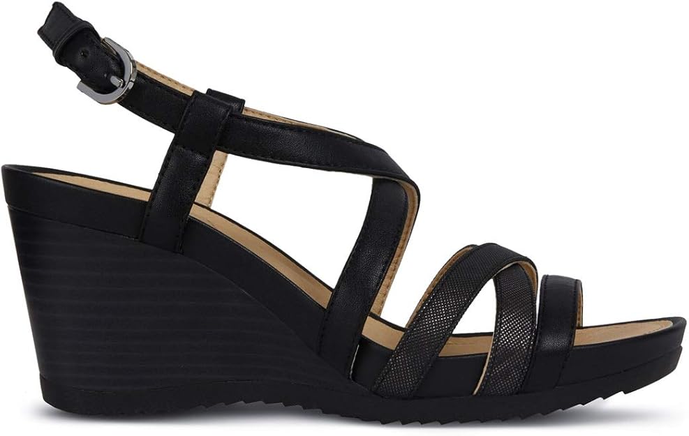 Amazon.com | Geox Women's New Rorie 31 Wedge Sandal, Black Oxford, 41 Medium EU (10.5 US 