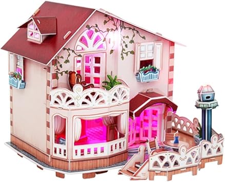 CubicFun Holiday Bungalow Dollhouse 3D Puzzle 114 Piece with Led Lights