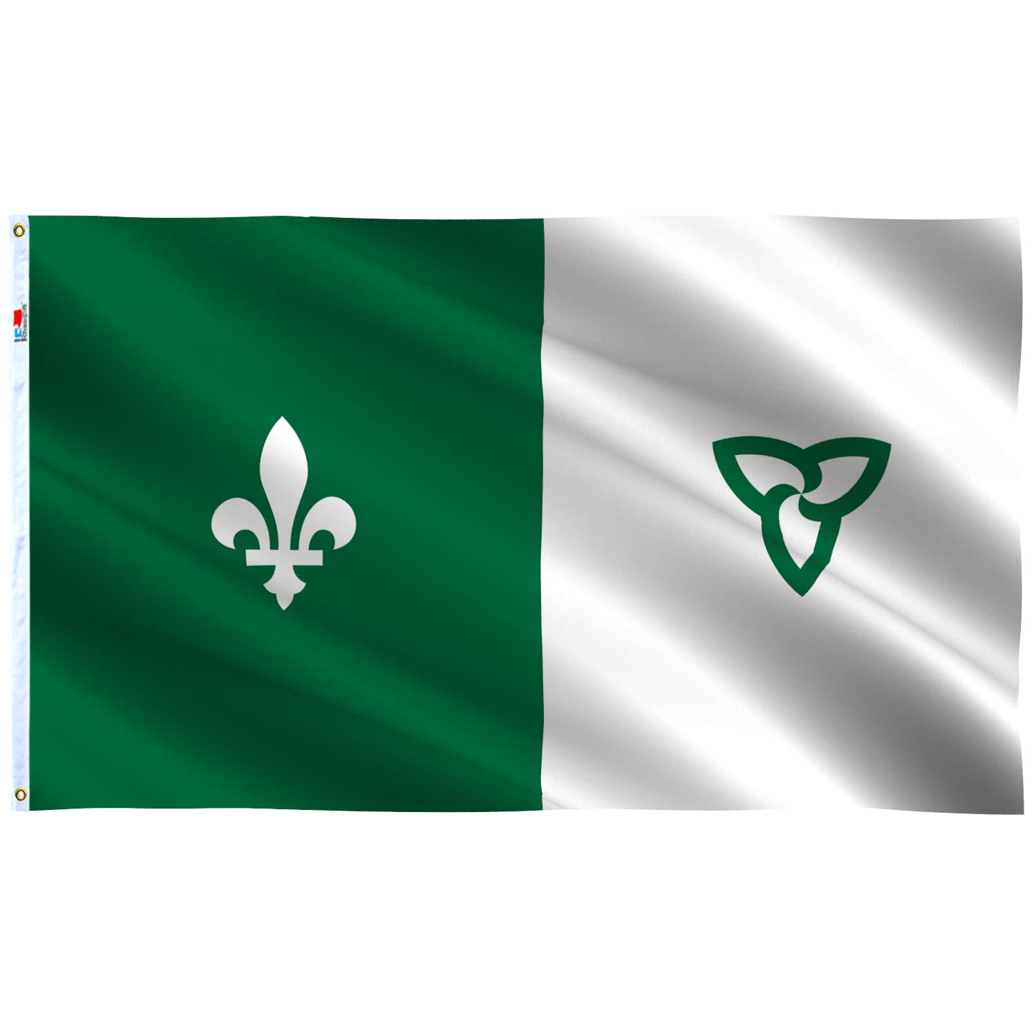 rhungift Franco - Ontario Flag 3 X 5 Ft,Canvas Header and Double Stitched - Brass Grommets for Easy Display,Vivid Color and UV Fade Resistant Canada Franco-Ontariens Flags 90x150Cm