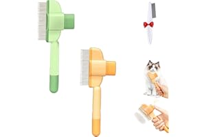 QFIBKR Zen Brush for Cats, Zenbrush Cat Comb, Avatore Zenbrush, Pet Comb for Dogs & Cats, Cat Dog Pet Grooming Brush for Cleaning Shedding Hairs (Green+Yellow)