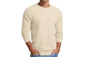 NUOKESASI Men's Crewneck Pullover Sweater Solid Knitted Soft Long Sleeve Casual Sweater