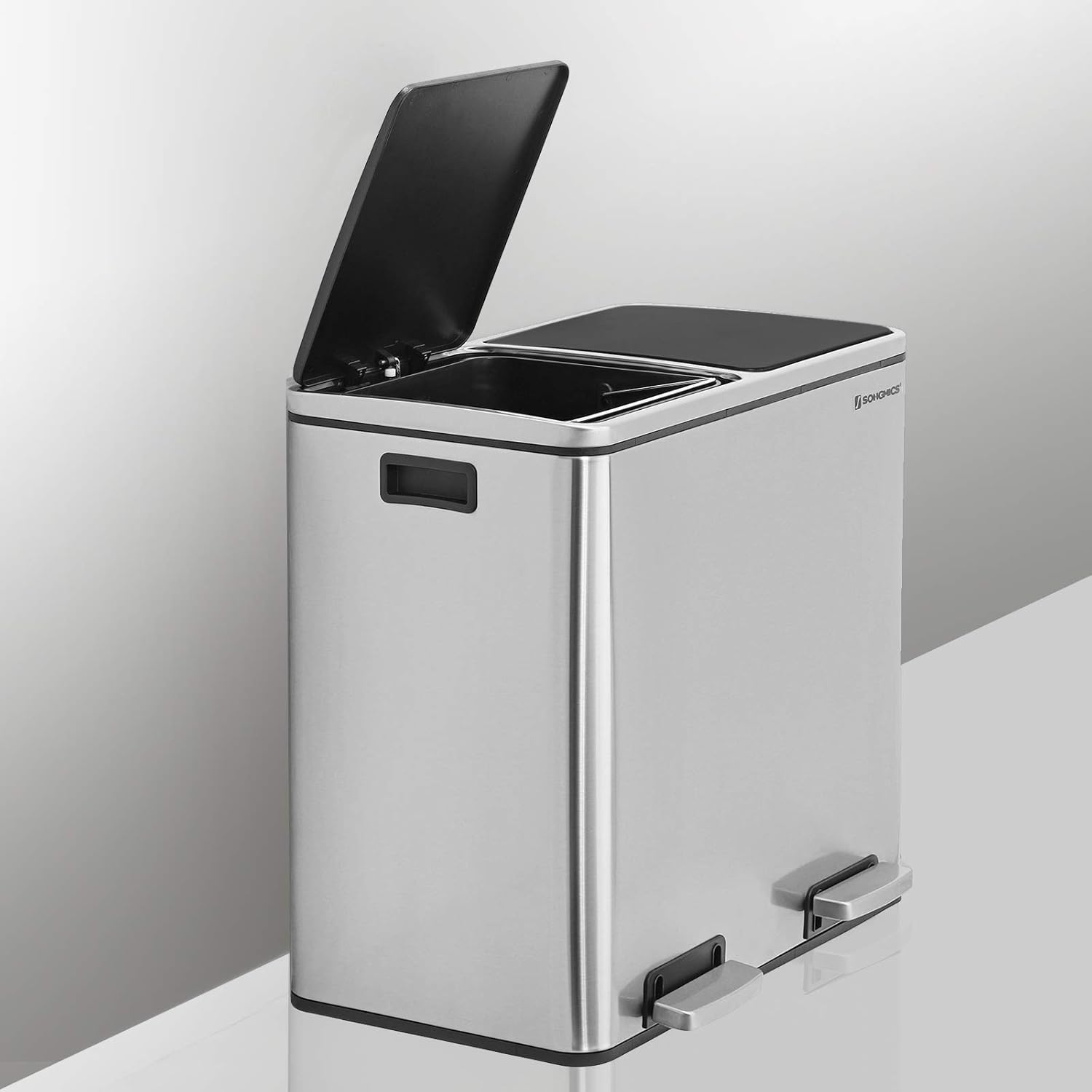 SONGMICS Basurero Reciclaje Cubo De Basura Para Cocina Con 2 Cubetas 2