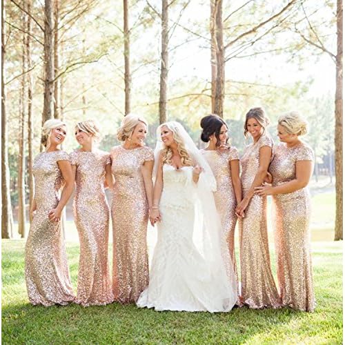 glitter rose gold bridesmaid dresses