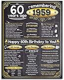 60th Birthday Poster (Sixty, 60) - Remembering The Year 1959-11x14 Unframed Art Print - Makes a Perfect Birthday Decoration Under $15
