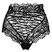 Fashine Women's Sexy Hollow Out Lace High Waist Briefs Underwear Panties (L, Black)