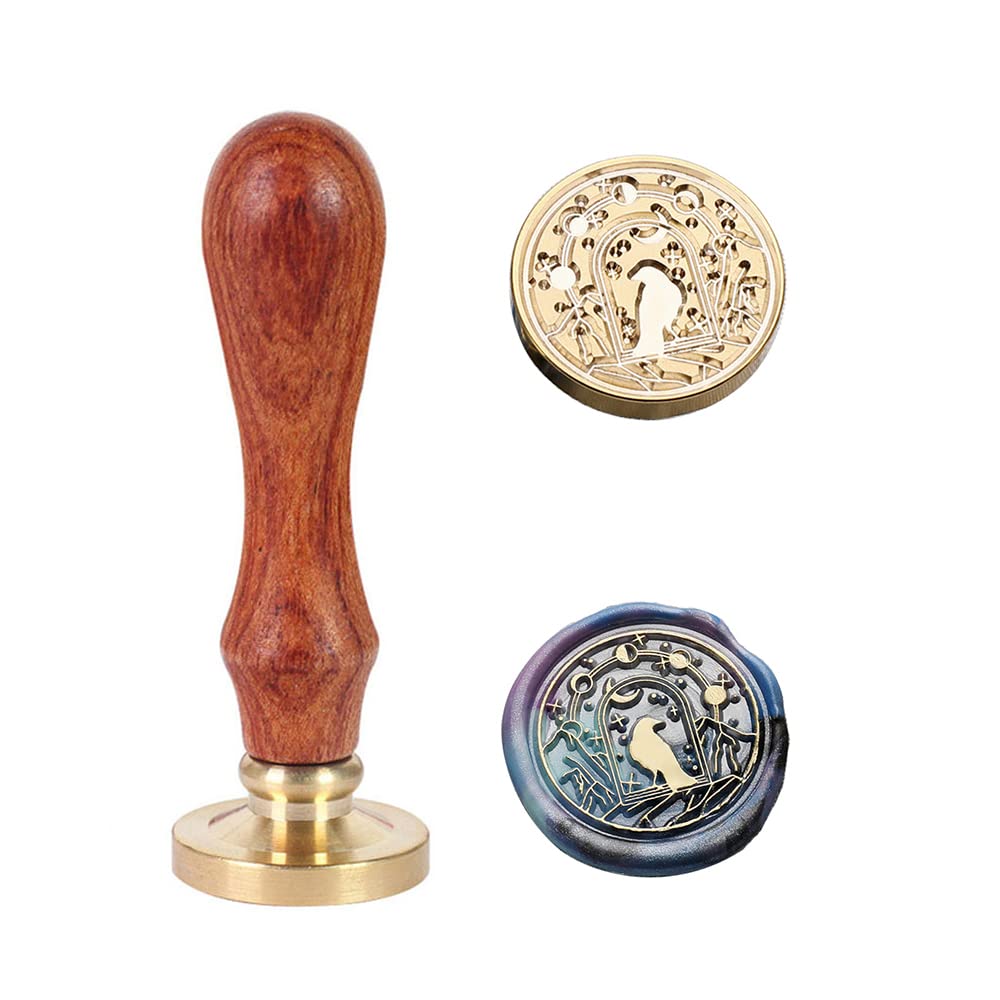Wax Seal Stamp Set, PORXFLY 6 PCS Animal Wax Seal Stamp Kit, Dragon Cat Owl Seal Stamp Vintage Personalized Stamp for Wedding Invitation, Letter Cards Invitations,Gift Wrapping (Star Crow)