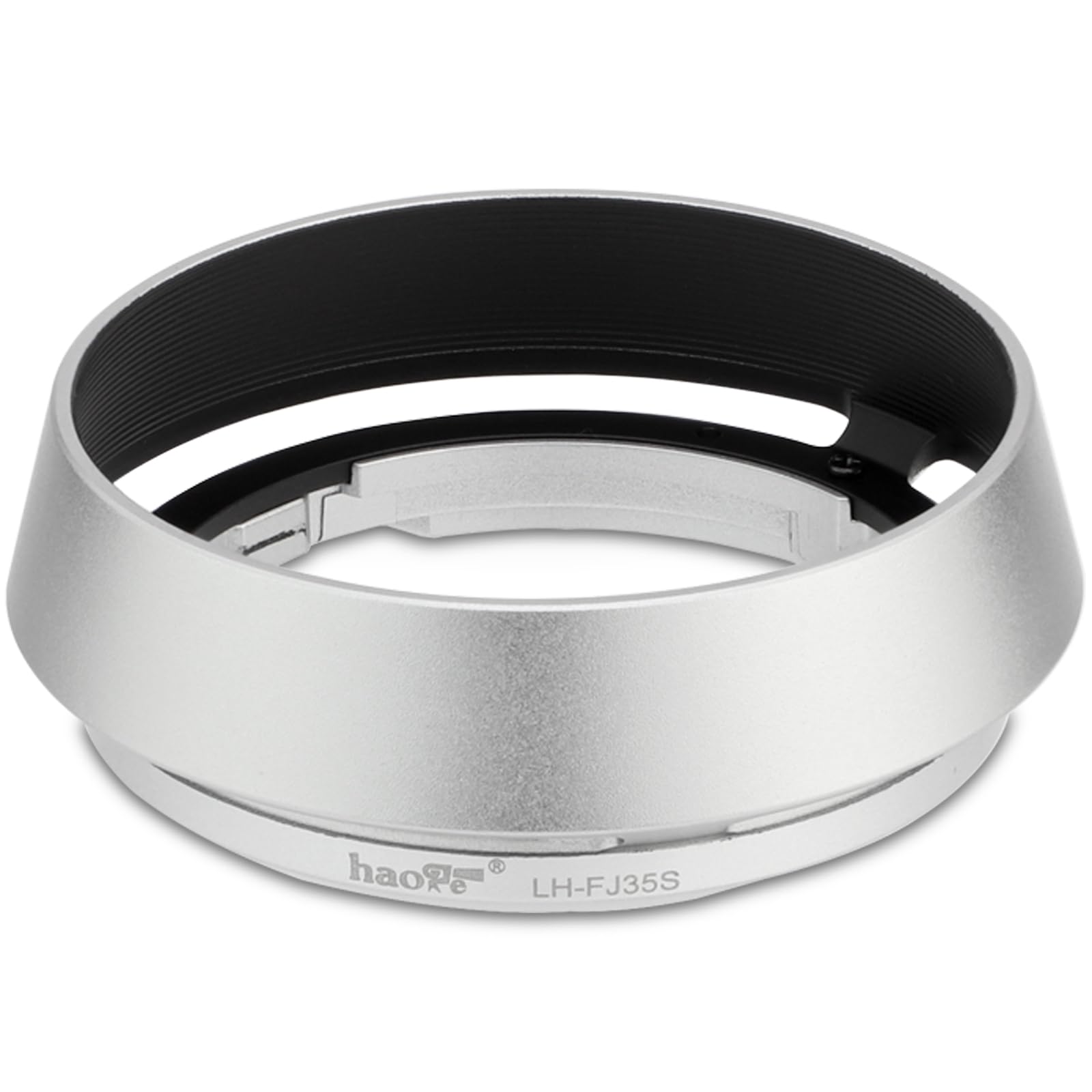 Haoge LH-FJ35S Bayonet Round Metal Lens Hood Shade for Fujifilm Fuji Fujinon XF 35mm F2 R WR XF35mmF2, XF 23mm F2 R WR XF23mmF2 and XC 35mm F2 XC35mmF2 Lens replace LH-XF35-2 Silver