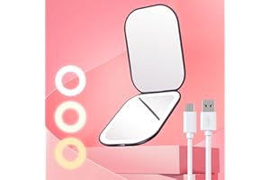 Gospire Handheld 4.1 x 2.95 inches Travel Makeup Mirror, Ultra-Slim Lighted Rechargeable 3X Magnifying Mirror with 3 Light Colors & Adjustable Brightness for Women - Black