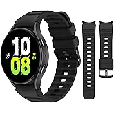 Tasikar No Gap Bands Compatible with Samsung Galaxy Watch 7/6/5/4 Band 40mm 44mm/Watch 6 Classic Band 43mm 47mm/Watch 5 Pro/4 Classic, Soft Silicone Sport Strap for Women Men, Black